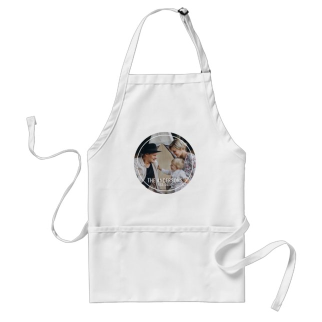 Avental Foto personalizada com nome de família e ano estab (Frente)