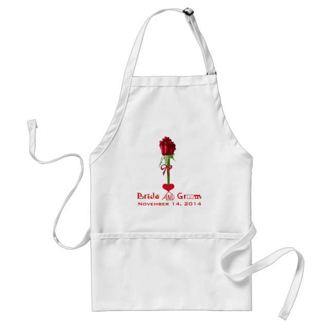 Avental Funky Fonts Rosa vermelha Wedding Apron (Frente)