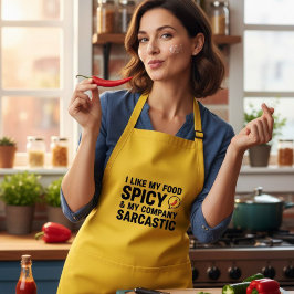 Avental Funny Yellow Apron - Spicy Food & Sarcastic 