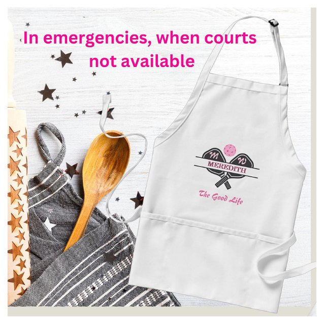 Avental Gal de Pickleball Paddles Nome Personalizado Monog (Criador carregado)