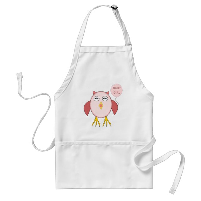 Avental Garota rosa-branca Cozinhar-coruja-rosa Apron (Frente)