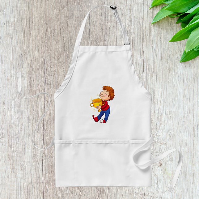 Avental Garoto que segura Ouro Troféu Prêmio vencedor (Criador carregado)