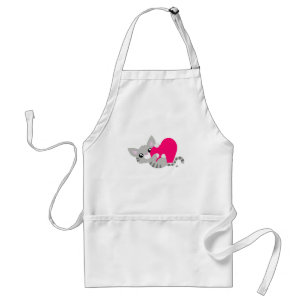 Avental Gatinho Cinza dia de os namorados Branco Apron