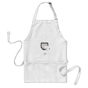 Avental Gato Branco Dormindo No Laptop Apron