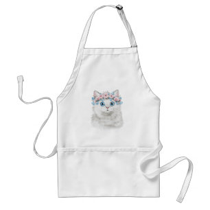 Avental Gato floral branco doce