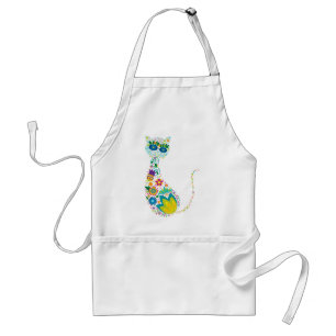 Avental Gato floral colorido