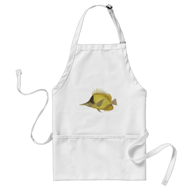 Avental Gelon Tropical Amarelo Longirostris, Peixes Vintag (Frente)