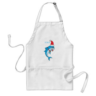Avental Golfinho bonito com desenho animado de Papai Noel