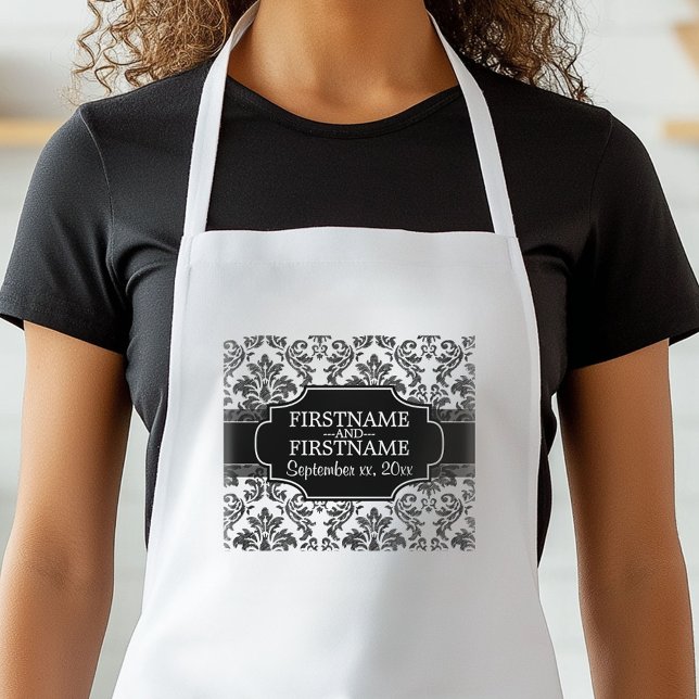 Avental Gótico Black Lace e Aniversário de Casamento de Pe (Personalized Kitchen Apron)