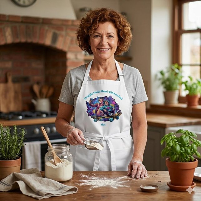 Avental Graffiti Mom & Son Apron - Custom Name Gift (Criador carregado)