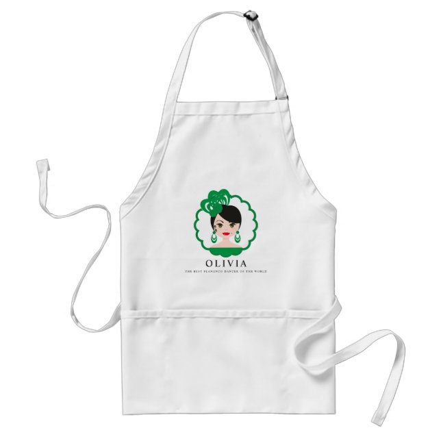 Avental Green Funny Spanish Flamenca Girl Design for Her (Frente)