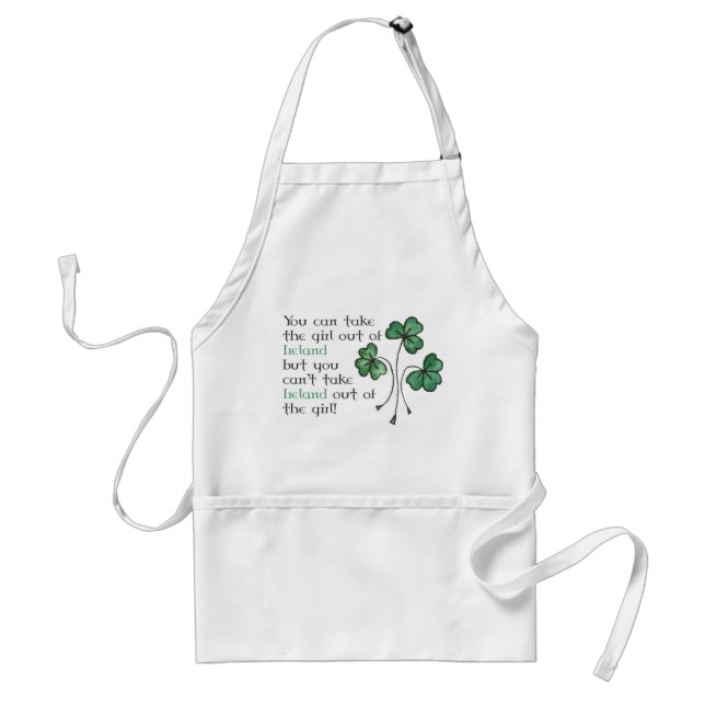 Avental Green Shamrocks Irish Girl Cotação Sturdy Apron (Frente)