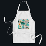 Avental Grelha Retroativa e Inicializações Apron<br><div class="desc">Esta Grade Retroativa e o Starbursts Apron é onde o estilo de vintage encontra o dia moderno. Apresenta um fundo creme colorido com kitschy, quadrados fora de kilter e retângulos em lacre, turquesa, Este azul claro, laranja e verde de abacate. Os blocos brancos de cor são sobrepostos e são trabalhados...</div>
