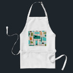 Avental Grelha Retroativa e Inicializações Apron<br><div class="desc">Esta Grade Retroativa e o Starbursts Apron é onde o estilo de vintage encontra o dia moderno. Apresenta um fundo creme colorido com kitschy, quadrados fora de kilter e retângulos em lacre, turquesa, Este azul claro, laranja e verde de abacate. Os blocos brancos de cor são sobrepostos e são trabalhados...</div>