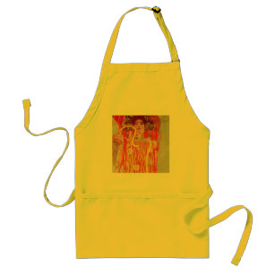 Avental Gustav Klimt Red Woman Dourada pintura Cobra