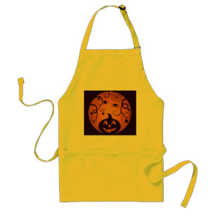 Avental Halloween Jack ou lanterna abóbora face e aranha