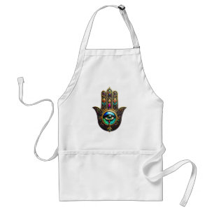 Avental Hamsa Marrom Colorido Ouro Arco-íris Terceiro Olho