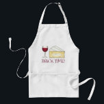 Avental Hora do lanche! Vidro de vinho tinto Comida de Que<br><div class="desc">Apron apresenta uma ilustração original de um copo de vinho tinto e uma cunha de queijo brie,  com SNACK TIME em uma fonte vermelha divertida. Não vê o que está procurando? Precisa de ajuda para a personalização? Entre em contato com Rebecca para ter algo projetado só para você.</div>