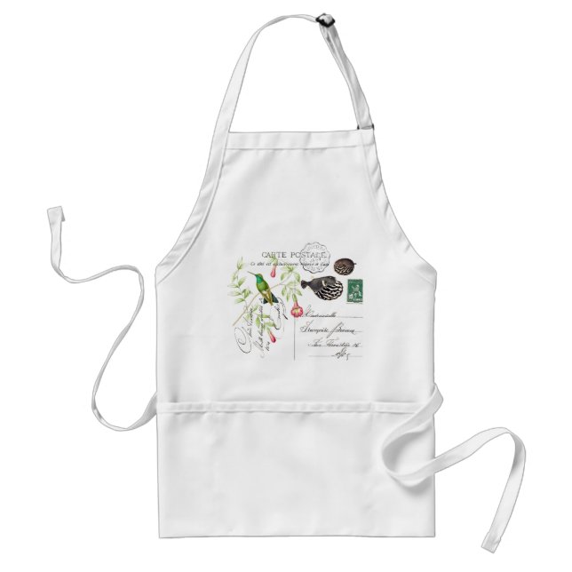 Avental Hummingbird Flores Francesas Ephemera Fish Apron (Frente)