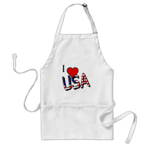 Avental I Heart USA sobrepôs-se na plataforma US Flag