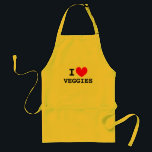 Avental I love veggies | Cute short aprons for vegetarians<br><div class="desc">I love veggies | Cute short aprons for vegetarians and vegans. Personalizable I heart template design. BBQ aprons in Yellow,  Beige and White. Cute gift idea for chef cook or healthy food dinner party.</div>