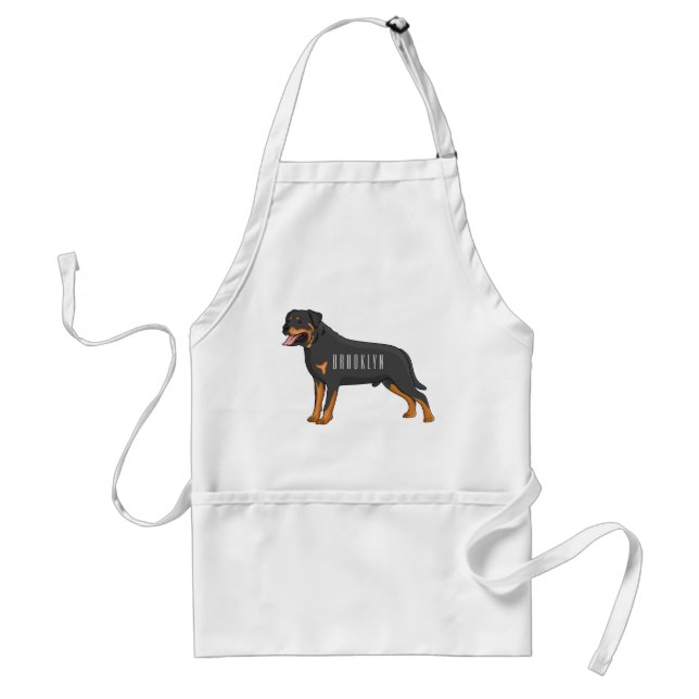 Avental Ilustração de desenho animado de cão rottweiler (Frente)