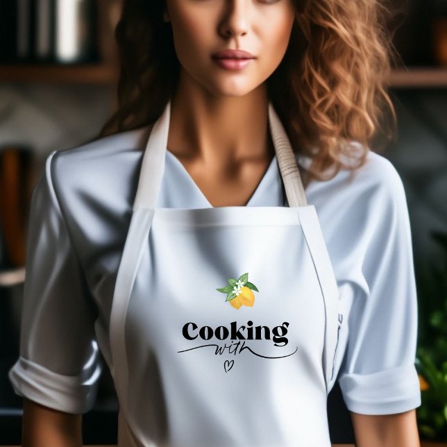 Avental Impressão de Limão com Aquarela Amarela (Lemon Pattern White Adult Apron)