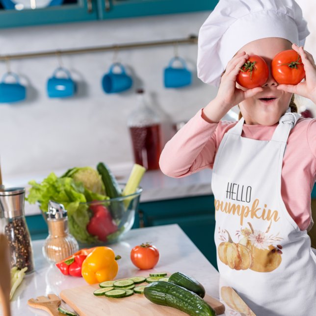 Avental Infantil Alô Moderno Pumpkin Orange Pumpkin Com Flores (Criador carregado)