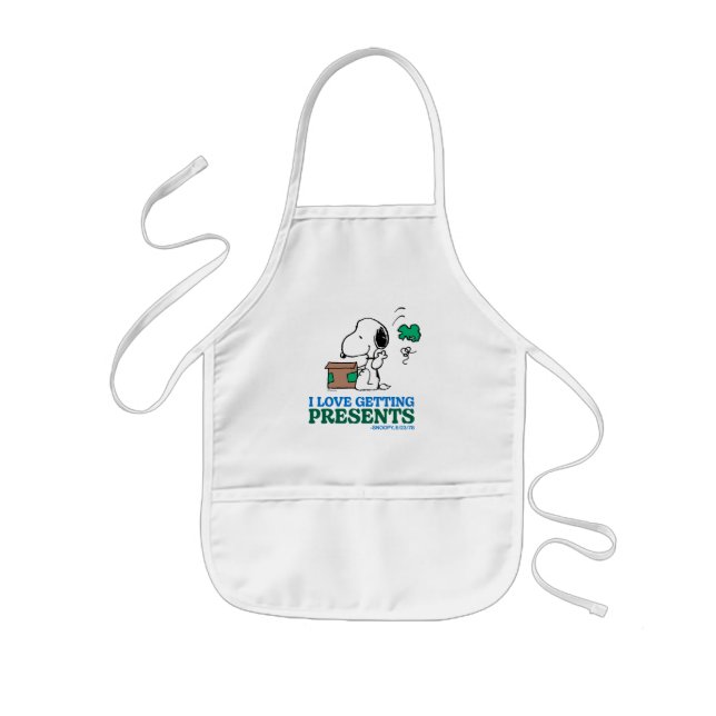 Avental Infantil Amendoins | Snoopy I Love Getting Present (Frente)