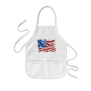 Avental Infantil American Flag USA Watercolor 4 de julho