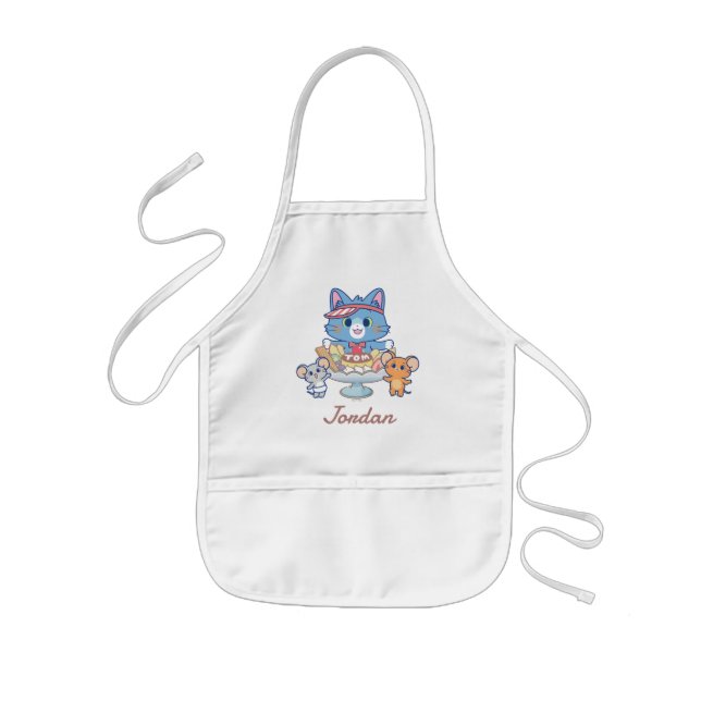Avental Infantil Anime Tom, Jerry e Tuffy Dessert Parlor (Frente)