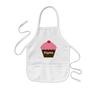 Avental Infantil Apron de Cupcake Rosa Personalizado