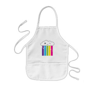 Avental Infantil Apron de Kawaii Cloud e Rainbow Kid