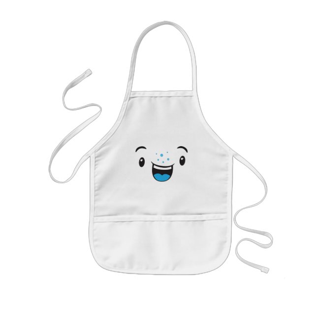 Avental Infantil Apron do Kawaii Face Kid sorridente Azul (Frente)