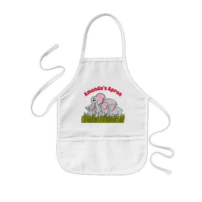 Avental Infantil Apron infantil de elefantes felizes (Frente)