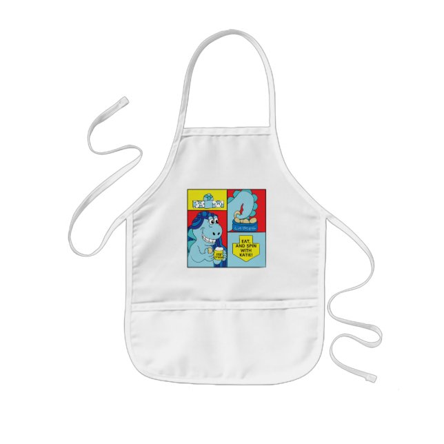 Avental Infantil Aprons: Chanucá das crianças latente comendo dinos (Frente)