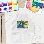 Avental Infantil Azulejo Mosaico Colorido Koi Pond<br><div class="desc">Um avental de arte colorido para uma criança colorir meu mundo Bonito! Este design multicolorido apresenta uma lagoa koi feita de azulejos coloridos mosaicos aplicados à luz do sol e à sombra. Um trio de peixes koi verdes num canto parece ter parado para cheirar as flores. Esta imagem é uma...</div>