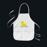 Avental Infantil Bath Time Yellow Duck<br><div class="desc">Borracha amarela adorável,  pata sobre fundo azul e bolhas de sabão. Design perfeito para o seu quarto ou banheiro.



  Arte © CoraçãoDesigns bloqueados</div>
