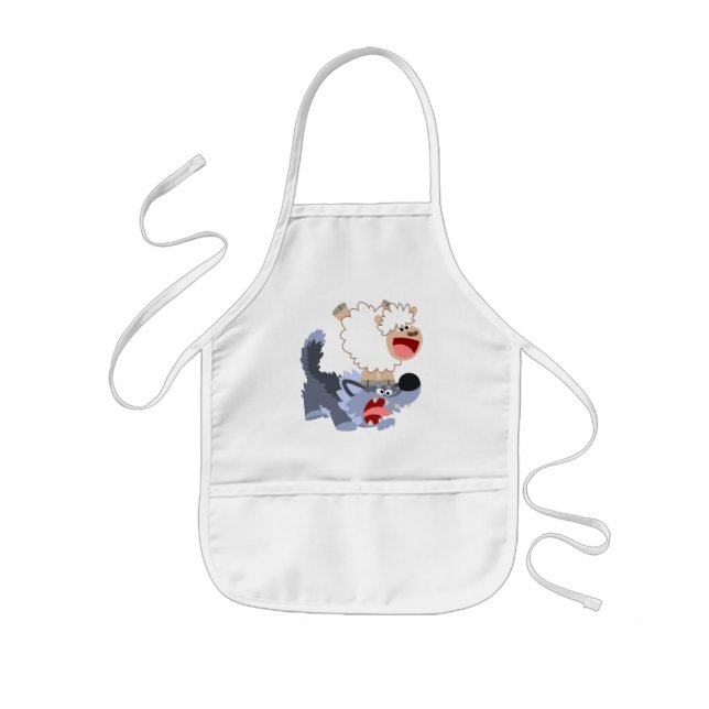 Avental Infantil Bela peça de cartoon ovelha e lobo crianças Apron (Frente)