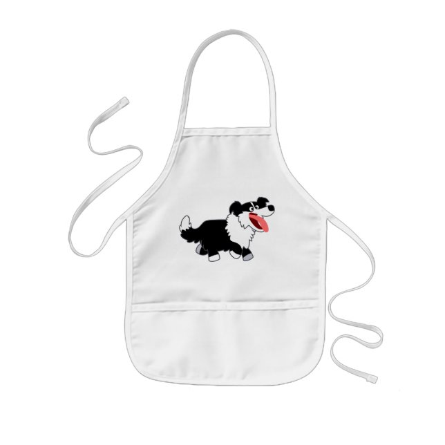 Avental Infantil Bonita e Feliz Borda de Cartoon Collie Kids Apron (Frente)