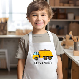 Avental Infantil Caminhão Basculante Amarelo Construção Personaliza
