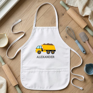 Avental Infantil Caminhão Basculante Amarelo Construção Personaliza