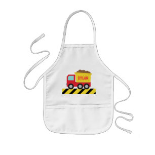 Avental Infantil Caminhão Basculante Vermelho e Amarelo, Para Crian