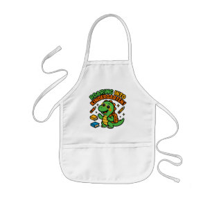 Avental Infantil Camiseta de Dinossauro Rugindo no Jardim de Infânc