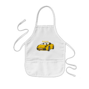 Avental Infantil Cartografia de carro esportivo amarelo e bonito