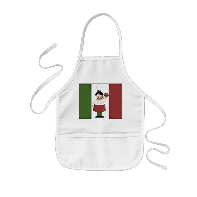 Avental Infantil Cartoon apron para crianças em Chef Italiano (Frente)