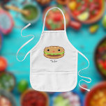 Avental Infantil Cartoon de Cheeseburger<br><div class="desc">Isto é uma ilustração de um hambúrguer com uma expressão feliz,  com alface e queijo.</div>