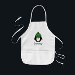 Avental Infantil Cartoon de pinguim bonito para crianças | Nome per<br><div class="desc">Pinguim-pinguim bonito para crianças pequenas | Nome personalizável Pintura personalizada, desenho, arte e artesanatos, pranchas ou cozinhar para crianças pequenas. Adicione o nome sob o design de desenho animado de pássaro. Ilustração engraçada com nome personalizado de criança. Playful pombos de criança em bege, amarelo e branco. Arte criativa para meninos...</div>