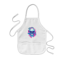 Avental Infantil Caveira Floral em Estilo Vaporwave
