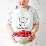 Avental Infantil Chapéu de Chef Personalizado<br><div class="desc">Este avental personalizado é para o pequeno cozinheiro que gosta de ajudar na cozinha ou na grelha do churrasco. Ele apresenta uma ilustração de um chapéu clássico de chef com a palavra "Chef" em script. Personalize-o com o nome da criança abaixo na fonte sans serif.</div>